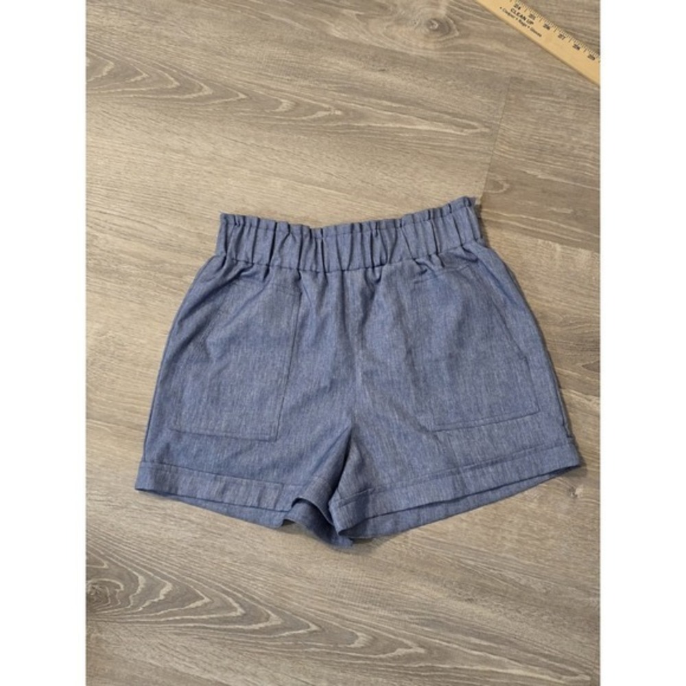 Glam High Blue Waisted Elastic Waist Shorts Size Large